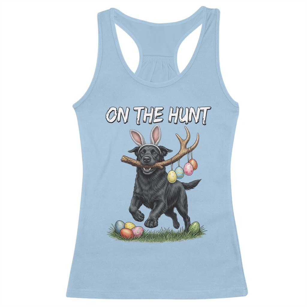 Funny Easter Hunting Dog Racerback Tank Top Labrador Bunny Ears On The Hunt TS12 Light Blue Print Your Wear