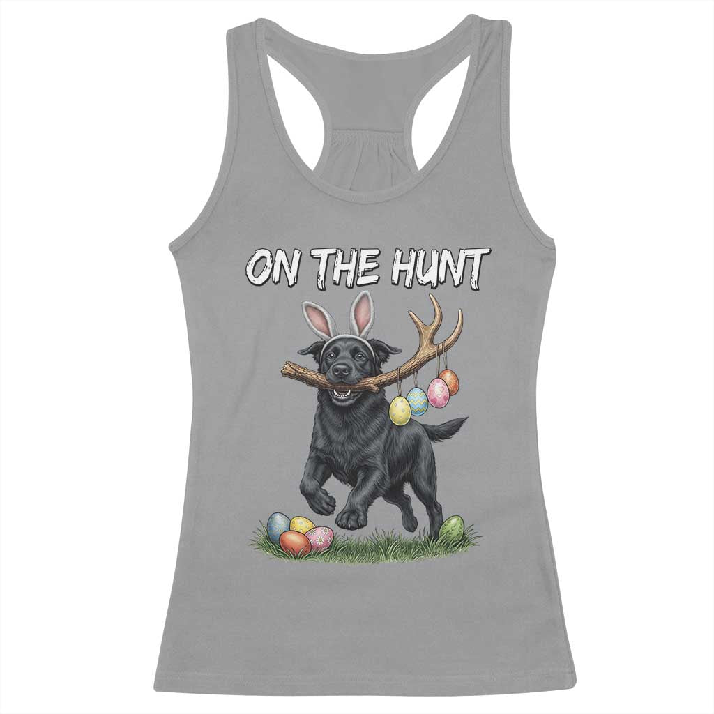 Funny Easter Hunting Dog Racerback Tank Top Labrador Bunny Ears On The Hunt TS12 Sport Gray Print Your Wear