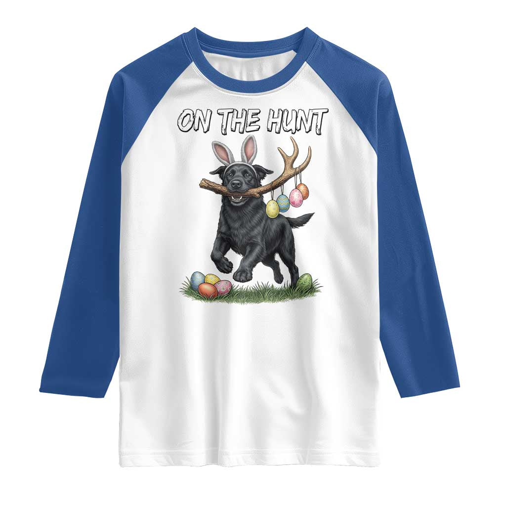 Funny Easter Hunting Dog Raglan Shirt Labrador Bunny Ears On The Hunt TS12 White Royal Print Your Wear