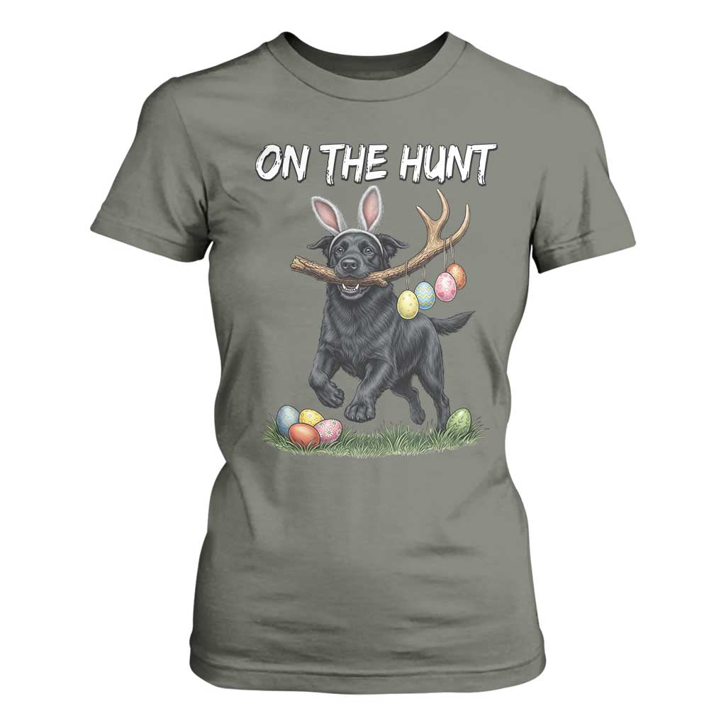 Funny Easter Hunting Dog T Shirt For Women Labrador Bunny Ears On The Hunt TS12 Military Green Print Your Wear