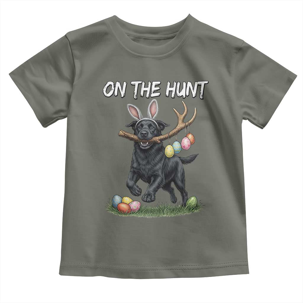 Funny Easter Hunting Dog Toddler T Shirt Labrador Bunny Ears On The Hunt TS12 Military Green Print Your Wear