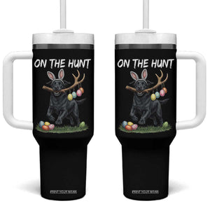 Funny Easter Hunting Dog Tumbler With Handle Labrador Bunny Ears On The Hunt TS12 One Size: 40 oz Black Print Your Wear
