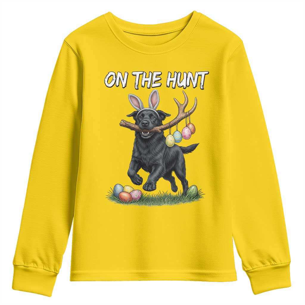 Funny Easter Hunting Dog Youth Sweatshirt Labrador Bunny Ears On The Hunt TS12 Daisy Print Your Wear