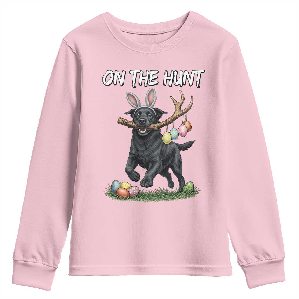 Funny Easter Hunting Dog Youth Sweatshirt Labrador Bunny Ears On The Hunt TS12 Light Pink Print Your Wear