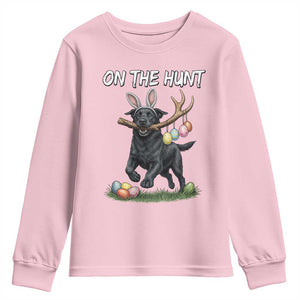Funny Easter Hunting Dog Youth Sweatshirt Labrador Bunny Ears On The Hunt TS12 Light Pink Print Your Wear