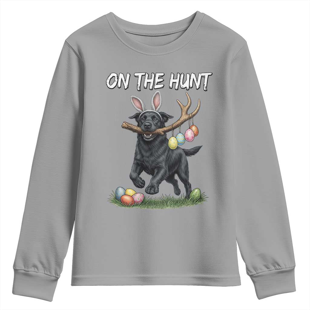 Funny Easter Hunting Dog Youth Sweatshirt Labrador Bunny Ears On The Hunt TS12 Sport Gray Print Your Wear