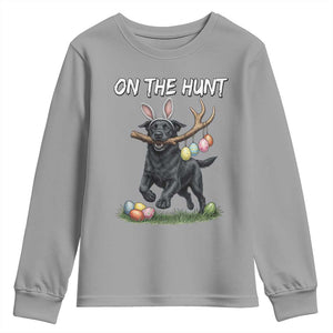 Funny Easter Hunting Dog Youth Sweatshirt Labrador Bunny Ears On The Hunt TS12 Sport Gray Print Your Wear