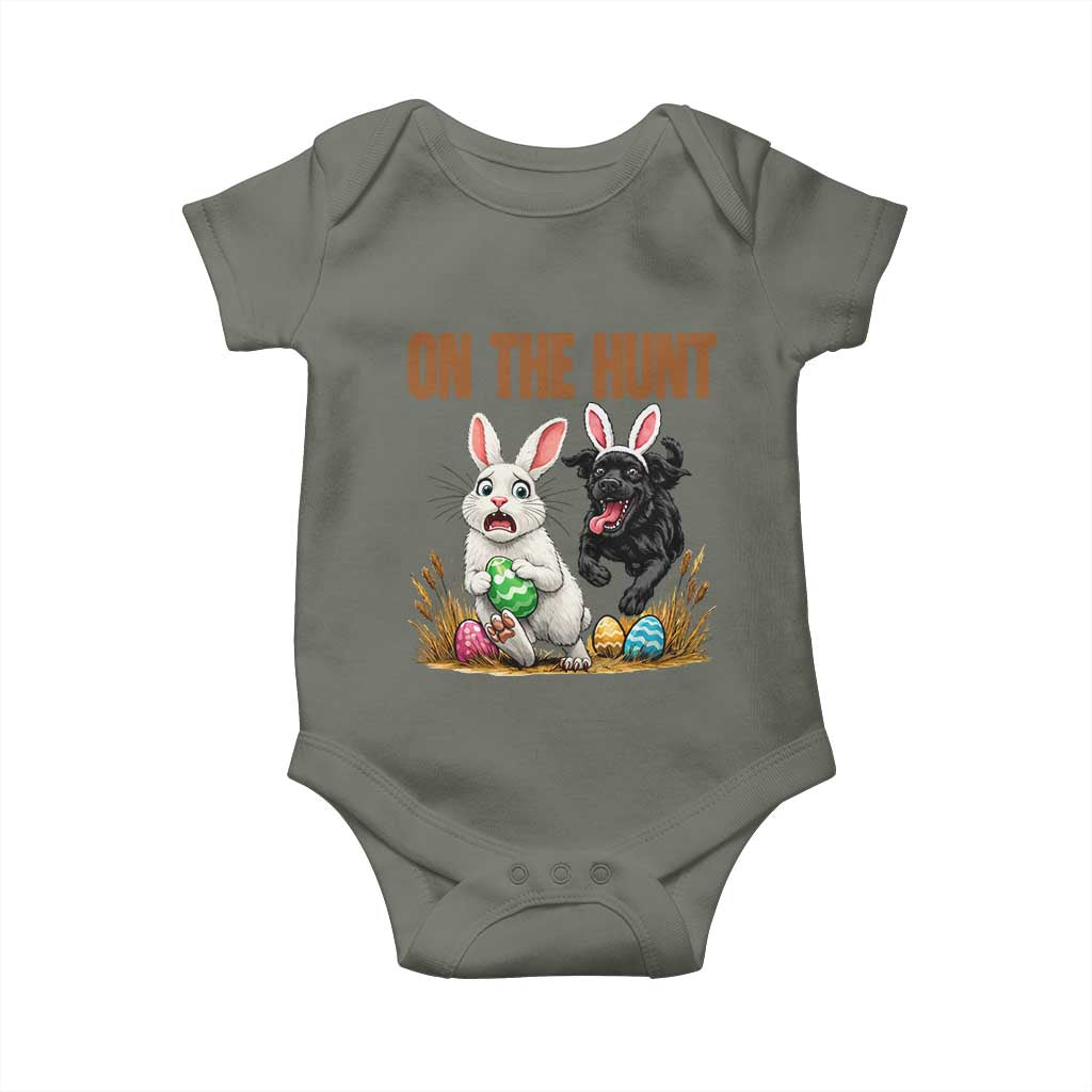 Funny Easter Labrador Bunny Ears Baby Onesie On The Hunt TS12 Military Green Print Your Wear
