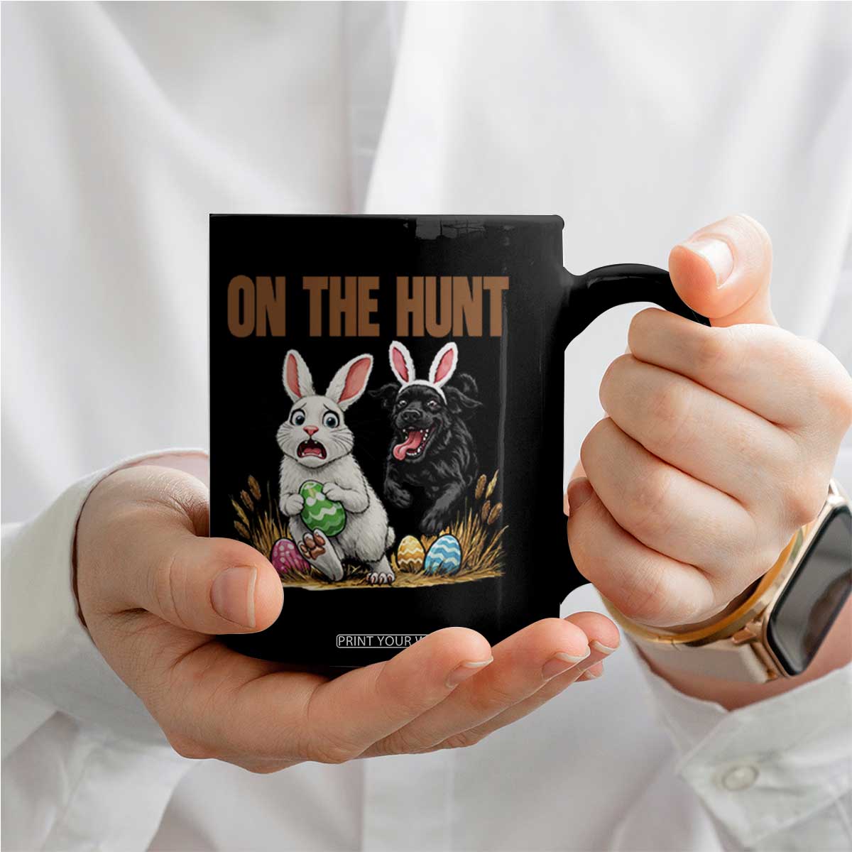 Funny Easter Labrador Bunny Ears Coffee Mug On The Hunt TS12 Print Your Wear