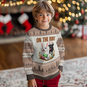 Funny Easter Labrador Bunny Ears Ugly Christmas Sweater On The Hunt TS12 Mocha Mousse Print Your Wear