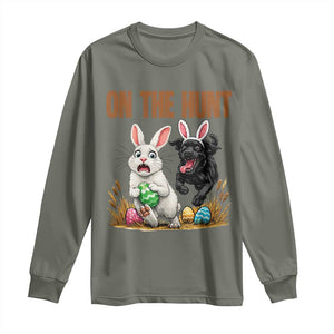 Funny Easter Labrador Bunny Ears Long Sleeve Shirt On The Hunt TS12 Military Green Print Your Wear