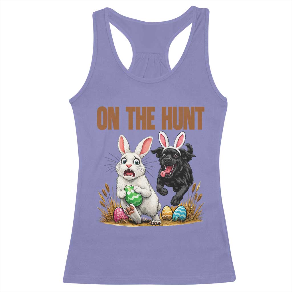 Funny Easter Labrador Bunny Ears Racerback Tank Top On The Hunt TS12 Violet Print Your Wear