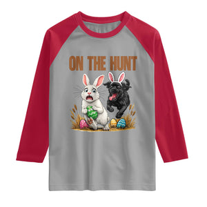 Funny Easter Labrador Bunny Ears Raglan Shirt On The Hunt TS12 Sport Gray Red Print Your Wear