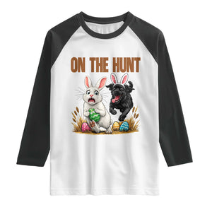 Funny Easter Labrador Bunny Ears Raglan Shirt On The Hunt TS12 White Black Print Your Wear