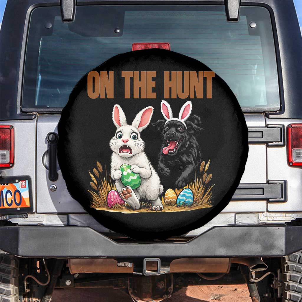 Funny Easter Labrador Bunny Ears Spare Tire Cover On The Hunt TS12 No hole Black Print Your Wear