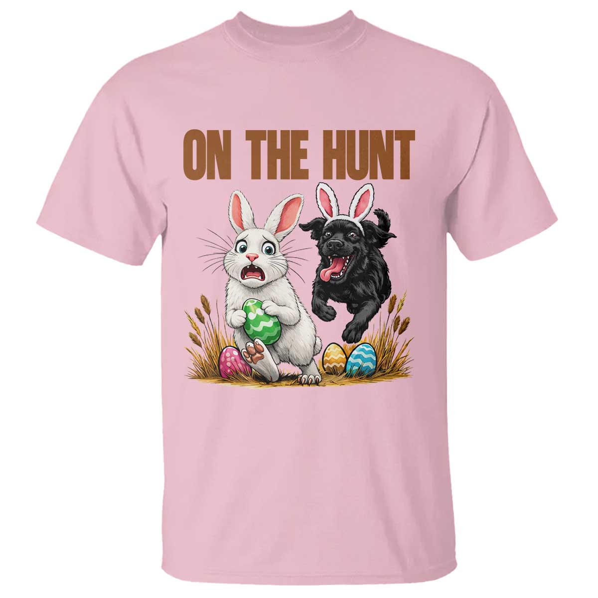 Funny Easter Labrador Bunny Ears T Shirt On The Hunt TS12 Light Pink Print Your Wear