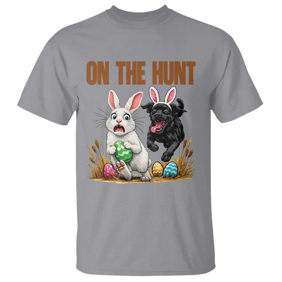 Funny Easter Labrador Bunny Ears T Shirt On The Hunt TS12 Sport Gray Print Your Wear