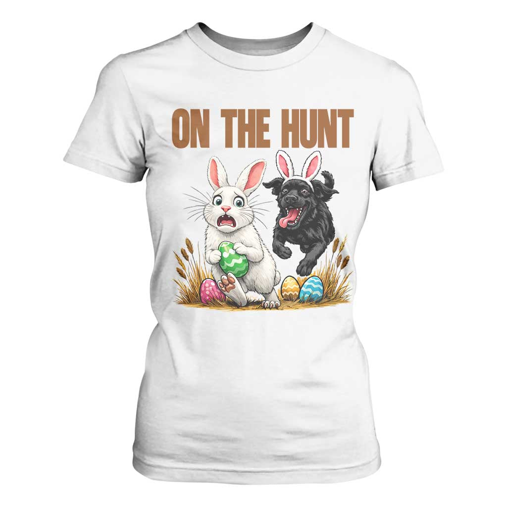 Funny Easter Labrador Bunny Ears T Shirt For Women On The Hunt TS12 White Print Your Wear