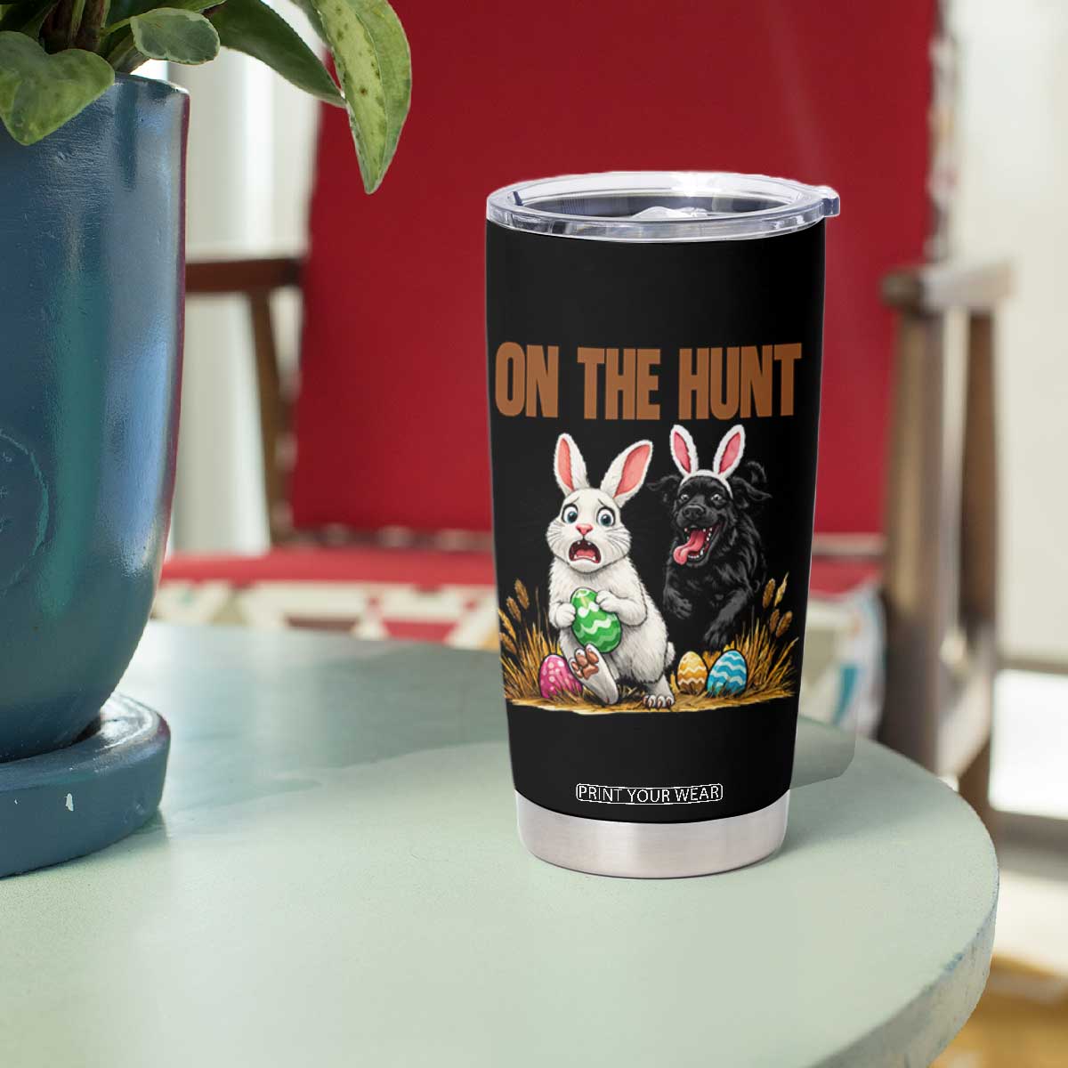 Funny Easter Labrador Bunny Ears Tumbler Cup On The Hunt TS12 Print Your Wear