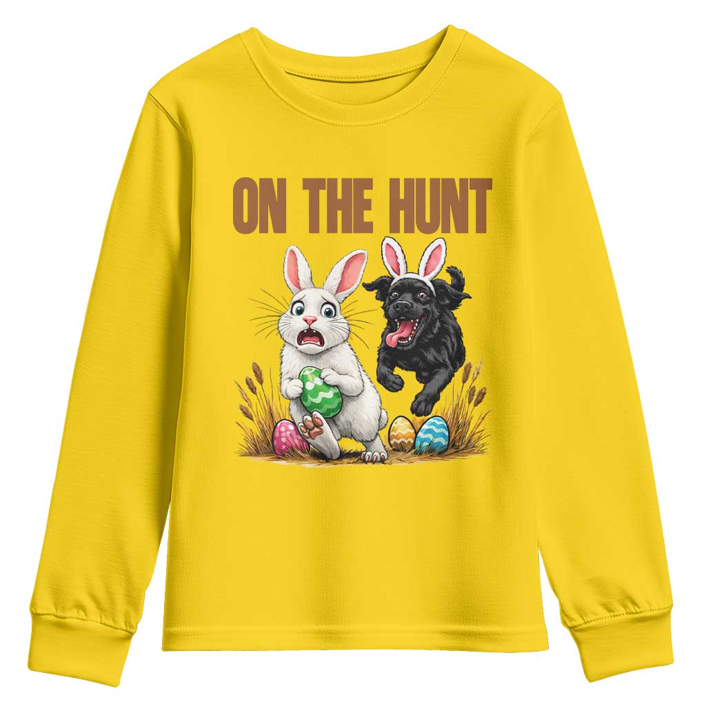 Funny Easter Labrador Bunny Ears Youth Sweatshirt On The Hunt TS12 Daisy Print Your Wear