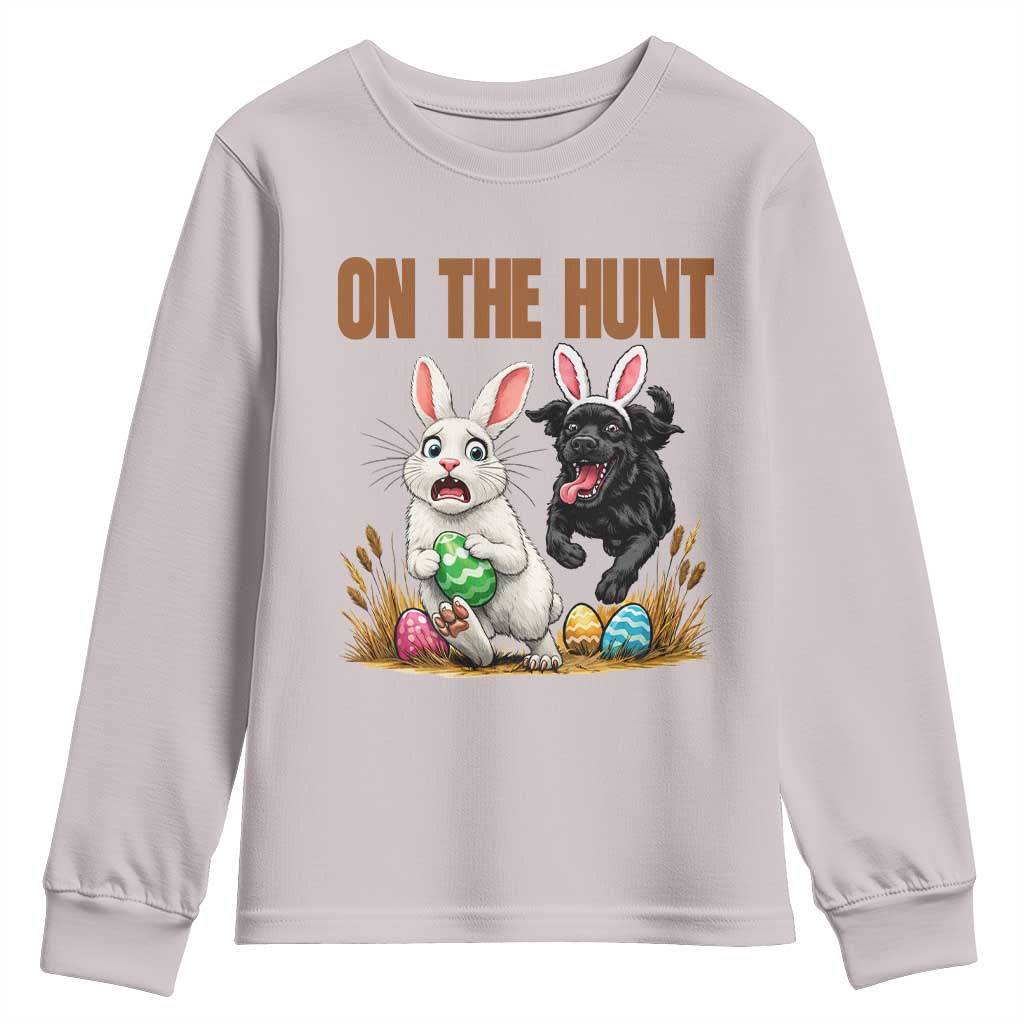 Funny Easter Labrador Bunny Ears Youth Sweatshirt On The Hunt TS12 Ice Gray Print Your Wear