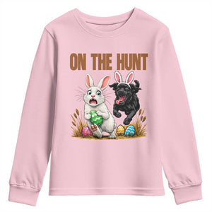 Funny Easter Labrador Bunny Ears Youth Sweatshirt On The Hunt TS12 Light Pink Print Your Wear