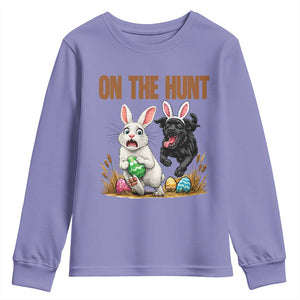 Funny Easter Labrador Bunny Ears Youth Sweatshirt On The Hunt TS12 Violet Print Your Wear