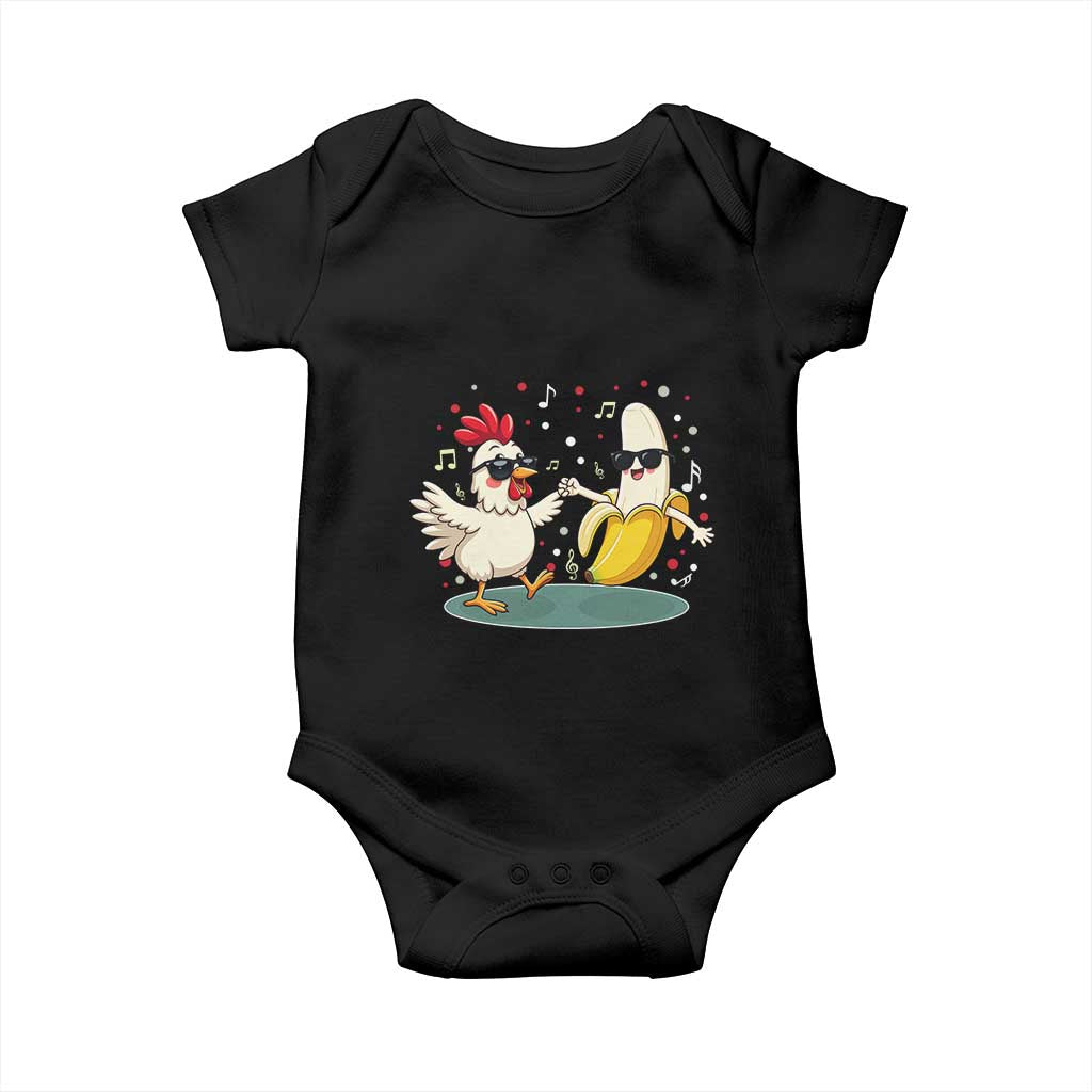 Funny Banana Chicken Dance Baby Onesie Chaos Dance Meme Graphic TS12 Black Print Your Wear