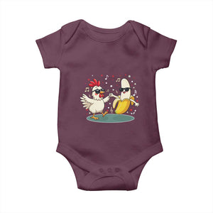 Funny Banana Chicken Dance Baby Onesie Chaos Dance Meme Graphic TS12 Maroon Print Your Wear