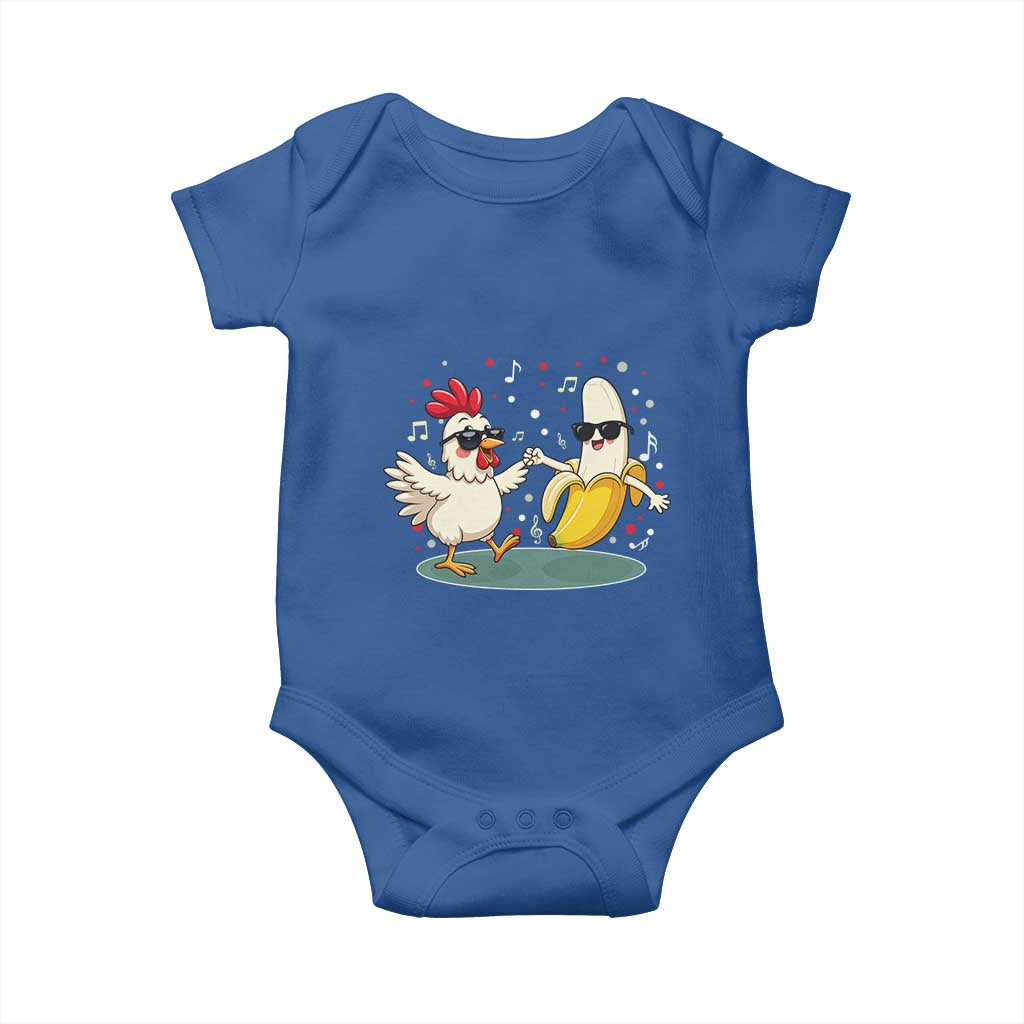 Funny Banana Chicken Dance Baby Onesie Chaos Dance Meme Graphic TS12 Royal Blue Print Your Wear