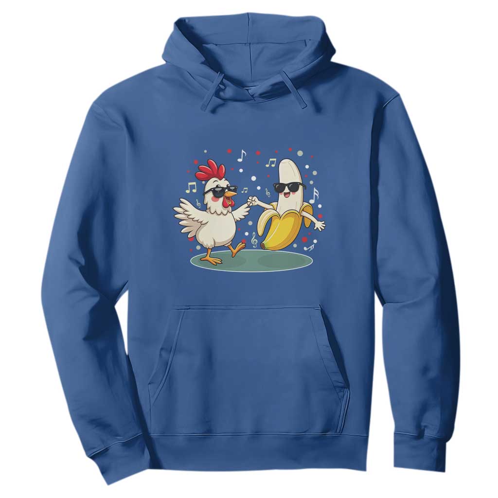 Funny Banana Chicken Dance Hoodie Chaos Dance Meme Graphic TS12 Royal Blue Print Your Wear