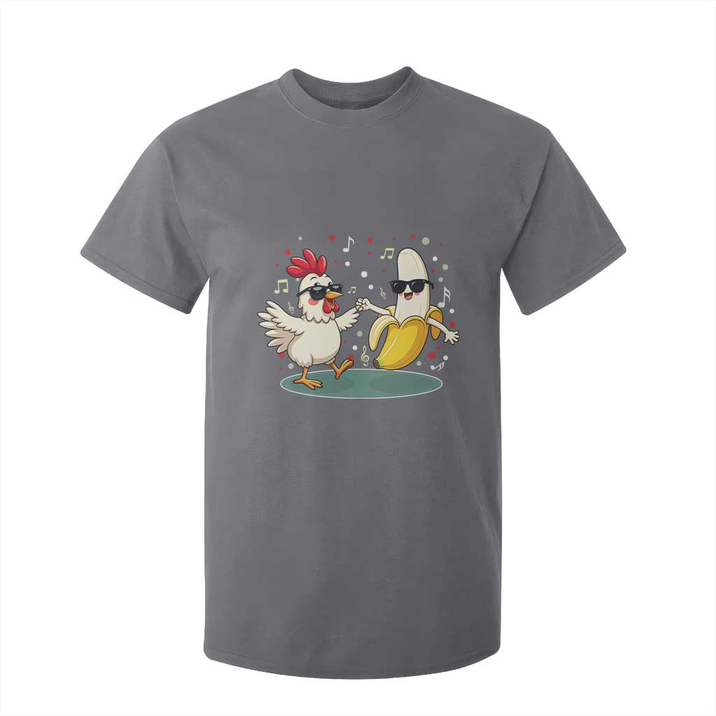 Funny Banana Chicken Dance T Shirt For Kid Chaos Dance Meme Graphic TS12 Charcoal Print Your Wear