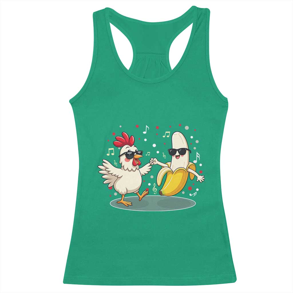 Funny Banana Chicken Dance Racerback Tank Top Chaos Dance Meme Graphic TS12 Irish Green Print Your Wear