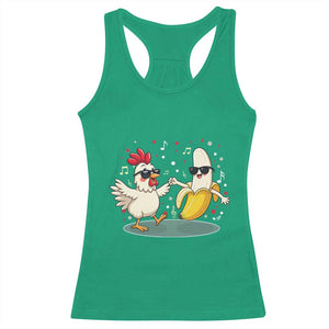 Funny Banana Chicken Dance Racerback Tank Top Chaos Dance Meme Graphic TS12 Irish Green Print Your Wear