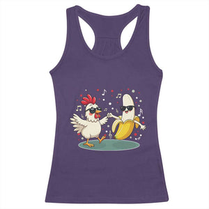 Funny Banana Chicken Dance Racerback Tank Top Chaos Dance Meme Graphic TS12 Purple Print Your Wear