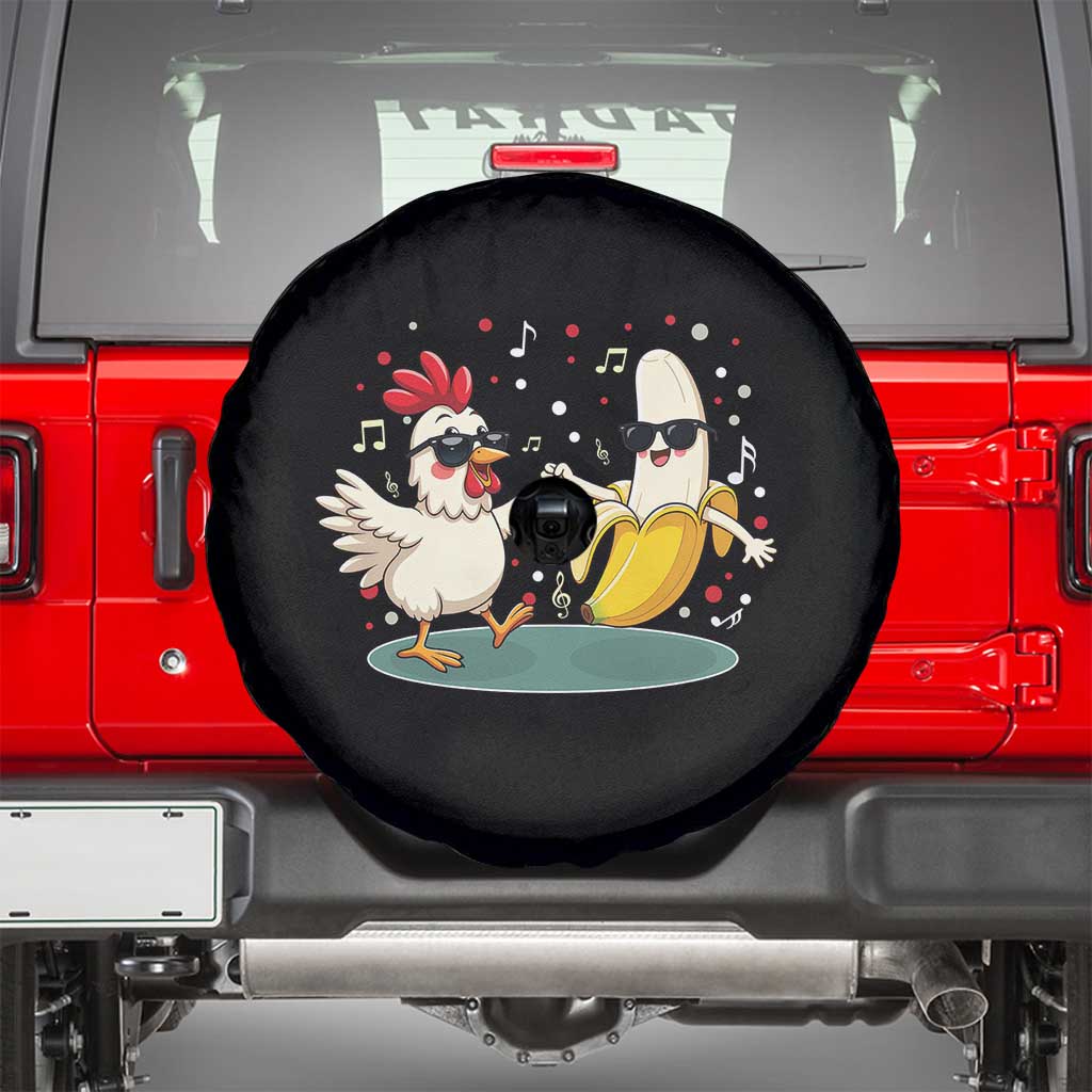 Funny Banana Chicken Dance Spare Tire Cover Chaos Dance Meme Graphic TS12 Black Print Your Wear