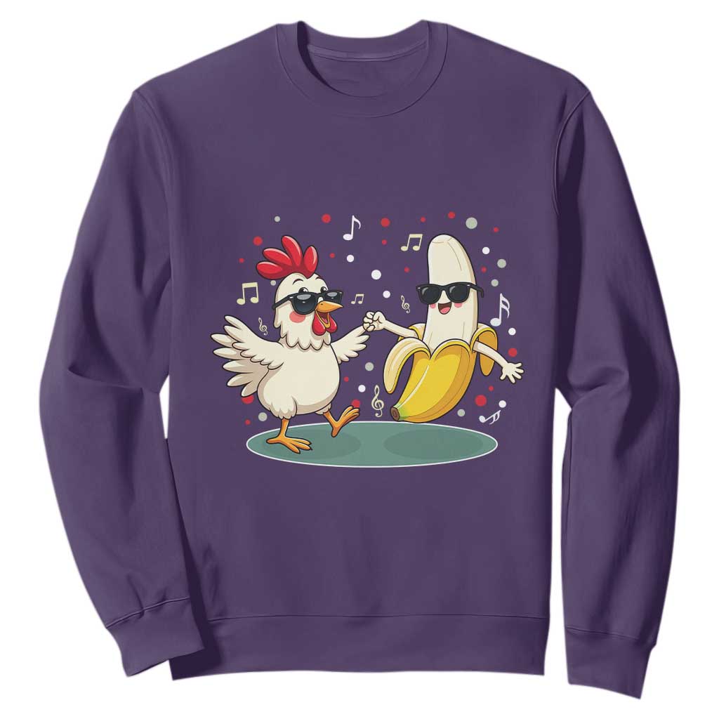 Funny Banana Chicken Dance Sweatshirt Chaos Dance Meme Graphic TS12 Purple Print Your Wear