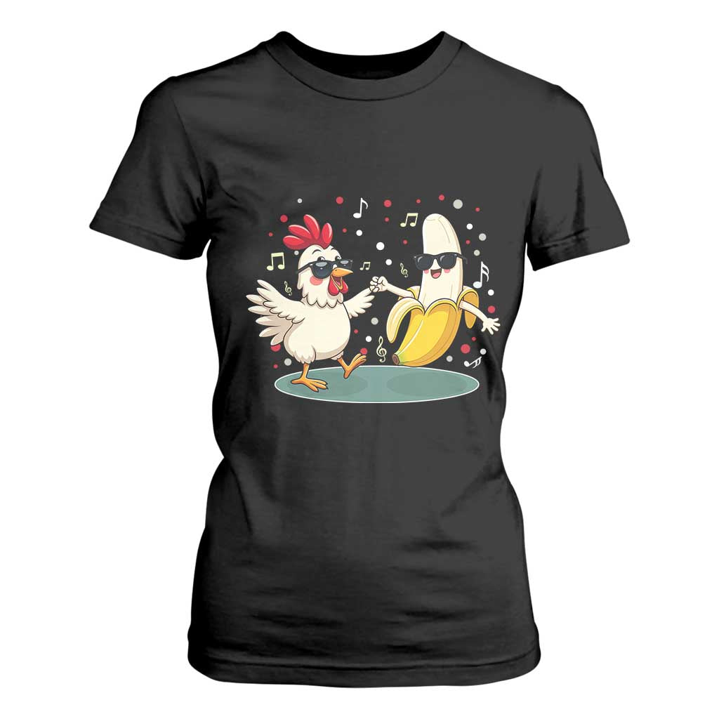 Funny Banana Chicken Dance T Shirt For Women Chaos Dance Meme Graphic TS12 Black Print Your Wear
