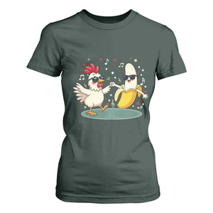 Funny Banana Chicken Dance T Shirt For Women Chaos Dance Meme Graphic TS12 Dark Forest Green Print Your Wear