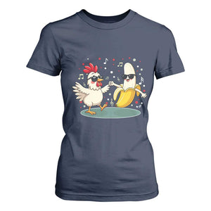 Funny Banana Chicken Dance T Shirt For Women Chaos Dance Meme Graphic TS12 Navy Print Your Wear