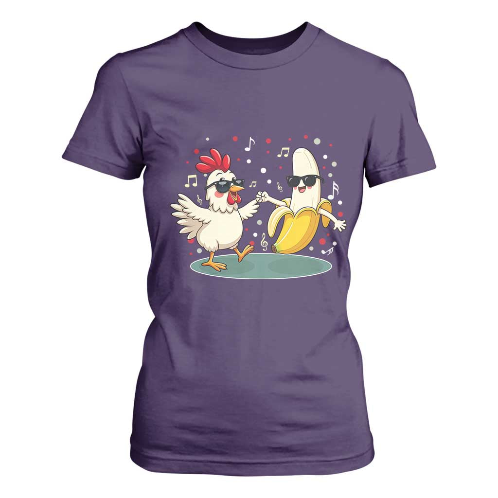 Funny Banana Chicken Dance T Shirt For Women Chaos Dance Meme Graphic TS12 Purple Print Your Wear