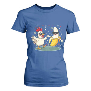 Funny Banana Chicken Dance T Shirt For Women Chaos Dance Meme Graphic TS12 Royal Blue Print Your Wear