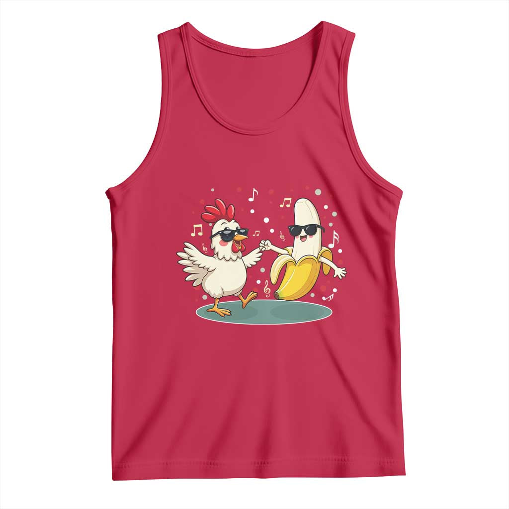 Funny Banana Chicken Dance Tank Top Chaos Dance Meme Graphic TS12 Red Print Your Wear