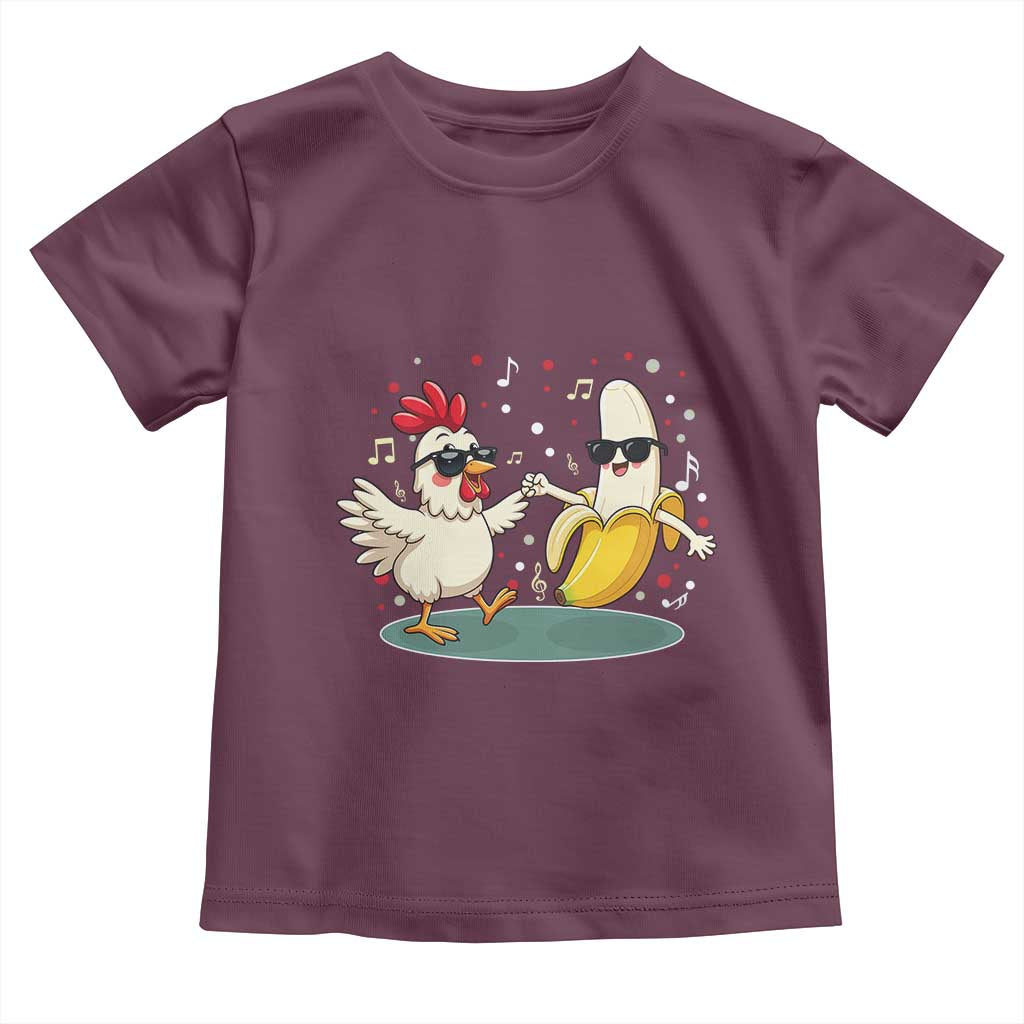 Funny Banana Chicken Dance Toddler T Shirt Chaos Dance Meme Graphic TS12 Maroon Print Your Wear