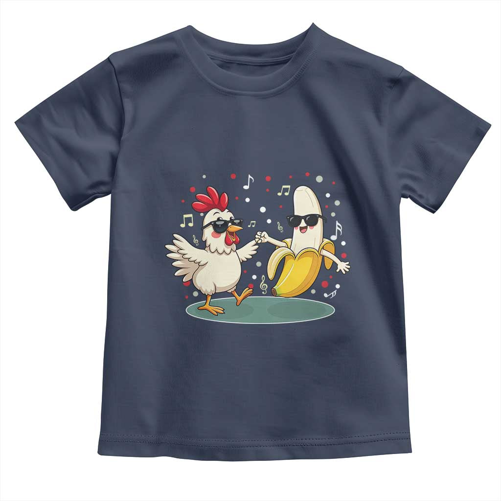 Funny Banana Chicken Dance Toddler T Shirt Chaos Dance Meme Graphic TS12 Navy Print Your Wear