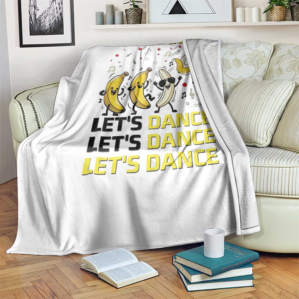Funny Dancing Banana Throw Blanket Lets Dance Silly Meme Graphic TS12 Print Your Wear