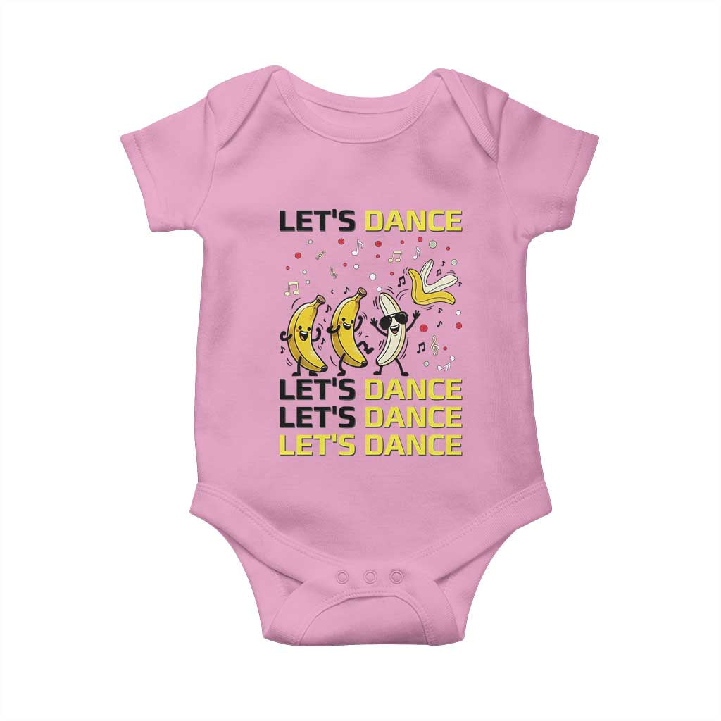 Funny Dancing Banana Baby Onesie Lets Dance Silly Meme Graphic TS12 Light Pink Print Your Wear