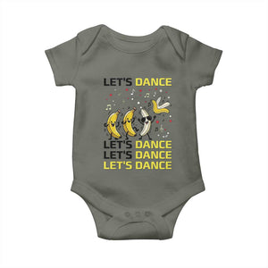 Funny Dancing Banana Baby Onesie Lets Dance Silly Meme Graphic TS12 Military Green Print Your Wear