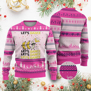 Funny Dancing Banana Ugly Christmas Sweater Lets Dance Silly Meme Graphic TS12 Hot Pink Print Your Wear
