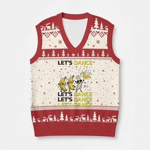 Funny Dancing Banana V-Neck Knit Sweater Vest Lets Dance Silly Meme Graphic TS12 Beige Red Print Your Wear